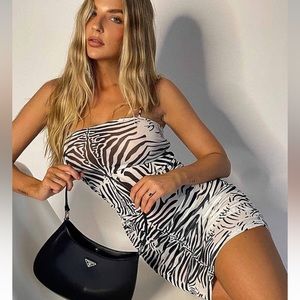 Sheer zebra print mini dress